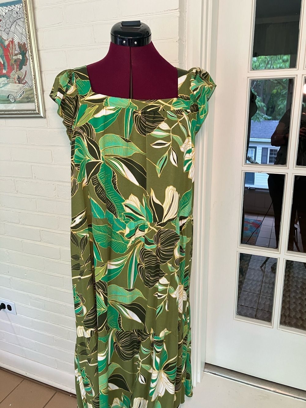 Mlle Gabrielle Green Tropical Print Maxi Dress